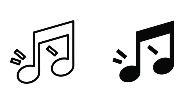 Modern black and white music notes icon with slurs