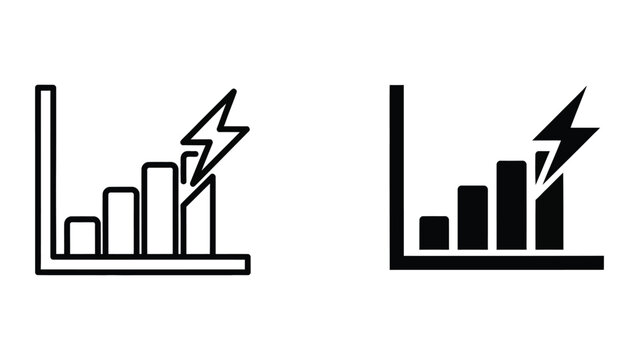 Growth bar chart with lightning bolt icon