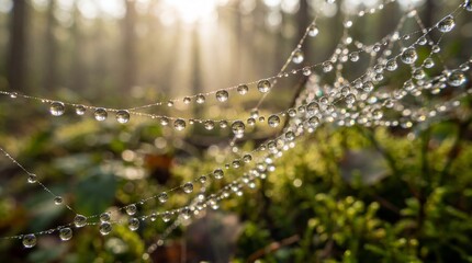 Naklejka premium Macro Dew Crystal Forest
