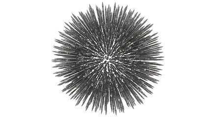 Naklejka premium Iron filings visualizing magnetic field lines, forming a spherical shape, isolated on a white background