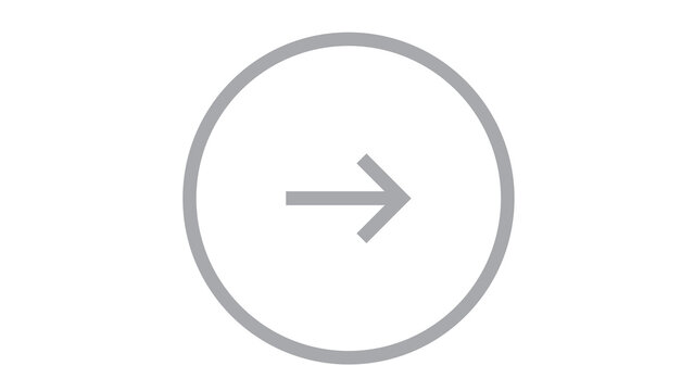Circular arrow icon indicating next step or forward movement with forward motion right arrow direction interface navigation progress continue minimalist timeline workflow information