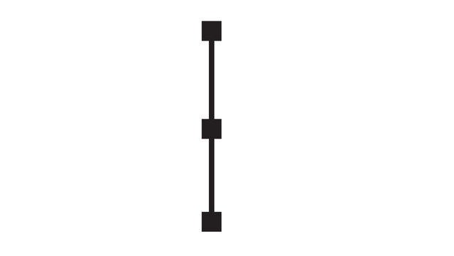 Vertical line with three square nodes representing data points or a simple graph straight line connection points vertical connection information abstract minimalist straight structure