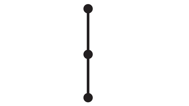 Vertical line with three circular nodes representing data points or a simple connected diagram straight line connection points vertical connection information abstract minimalist straight