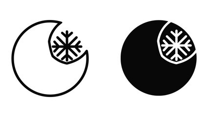 Crescent moon with snowflake and full moon with snowflake icons © Jahidul