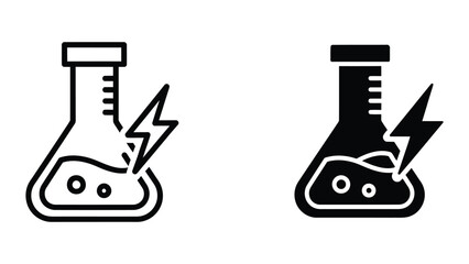 Electricity striking flask and beaker icons with lightning bolt © Jahidul