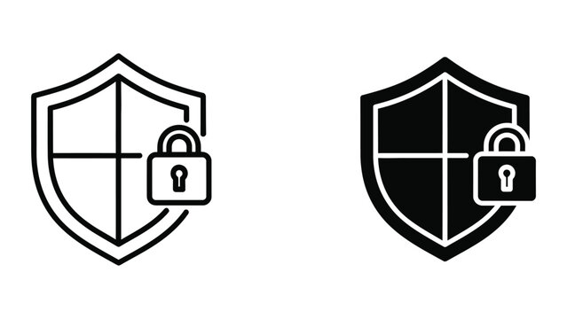 Secure shield with lock icon vector illustration