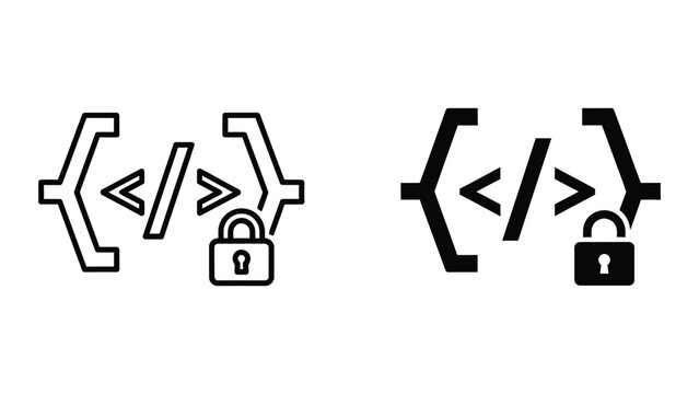 Secure code comparison with lock icons vector illustration
