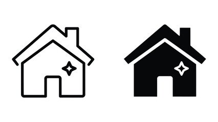 Fototapeta premium Minimalist house icons with star in contrasting colors
