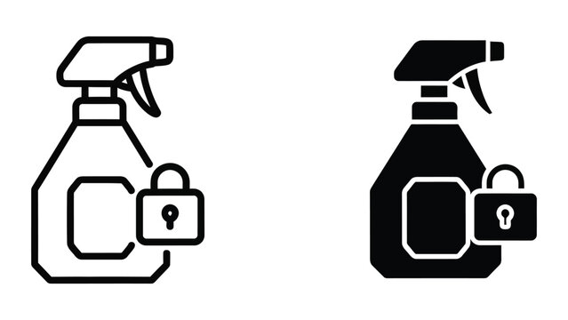 Spray bottle icons with security lock symbols