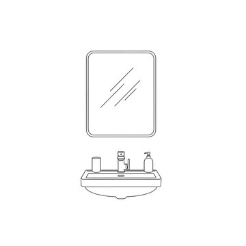 Bathroom sink with mirror and soap