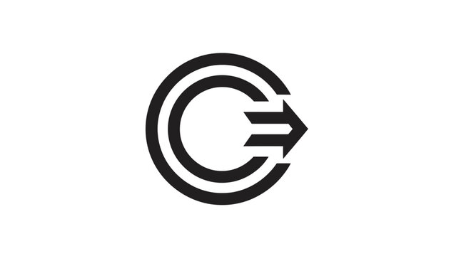 Abstract circle design with three parallel arrows pointing right