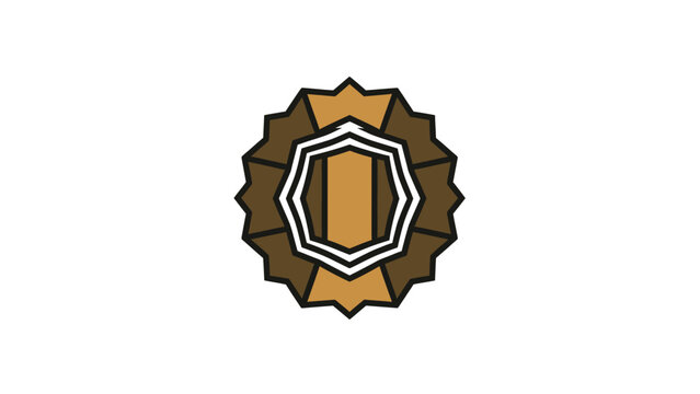 Abstract geometric award emblem with layered brown and tan shapes