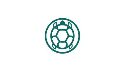 Stylized teal turtle emblem centered on a white background © Suha