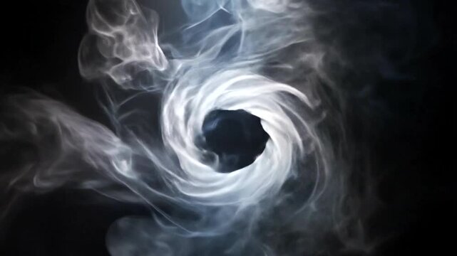 Abstract Smoke Swirls and Wisps on Black Background.