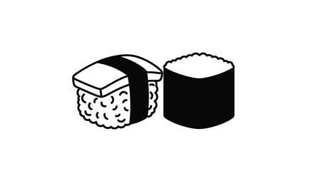Two sushi pieces black and white silhouette © MdGolam