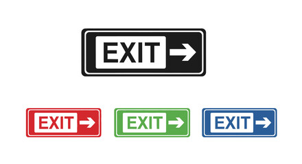 Fototapeta premium Exit sign icon in multiple colors black and white silhouette