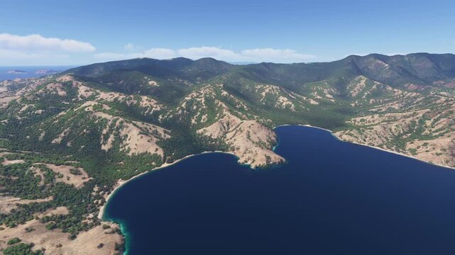 Circular aerial view of Komodo National Park in Nusa Tenggara Tim. Indonesia