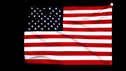 Obraz premium A large United States flag waving in the wind.