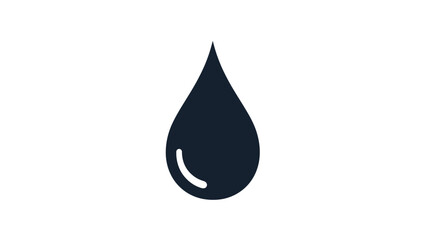 Fototapeta premium A single dark blue water drop icon against a white background