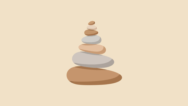 A stack of smooth, rounded stones in earthy tones on a neutral background