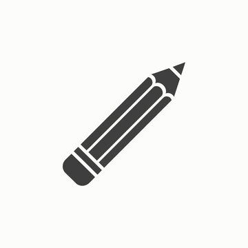 Simple black and white pencil icon isolated on white background