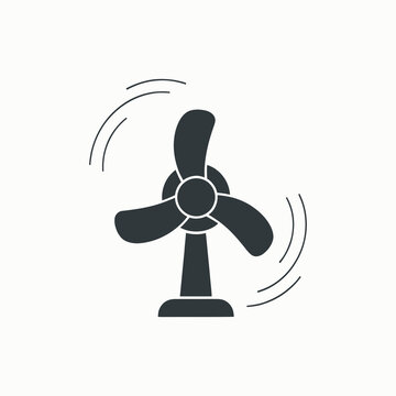 Electric fan with rotating blades illustration isolated on white background