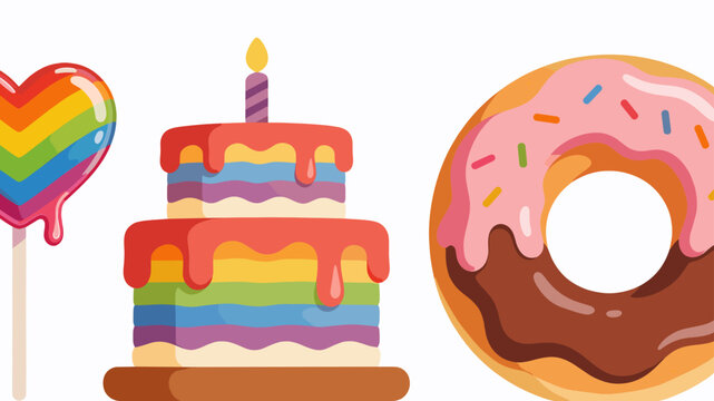 A vibrant, playful image featuring colorful lollipops and layered candies. Ideal for confectionery branding, celebratory content, or adding a sweet to