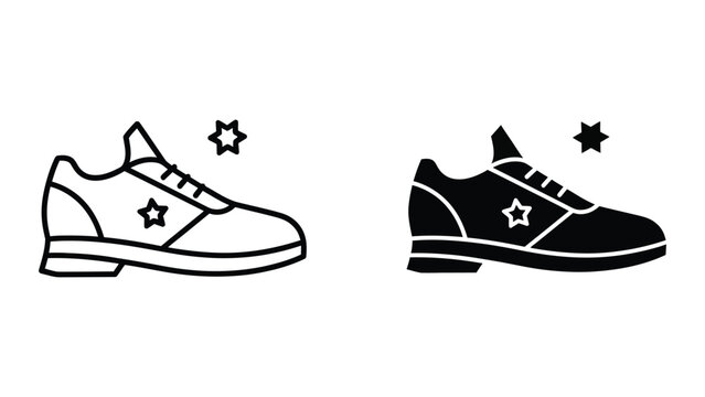 Black and white sneakers with star logos side by side