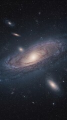 Obraz premium Beautiful view of a spiral galaxy among stars in a cosmic scene from a wide perspective in outer space