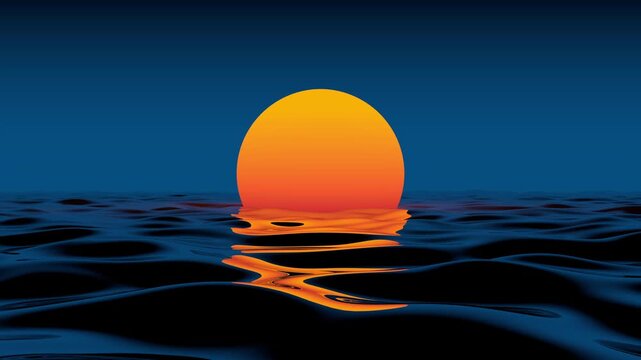 Stylized Ocean Sunset Reflection Loop 3D Animation