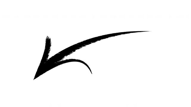 Hand-drawn black ink arrow animation minimalist brush stroke pointing overlay