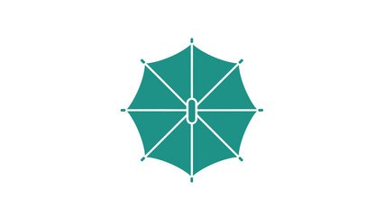Teal umbrella shape with white outline and radial spokes © M LAZIM