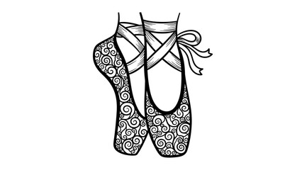 Elaborate ballet slippers with swirling patterns and tied ribbons © M LAZIM