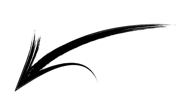 Animated black ink brush stroke arrow pointing left hand-drawn grunge