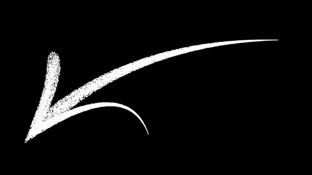 Hand-drawn white chalk arrow animation pointing left on black background overlay