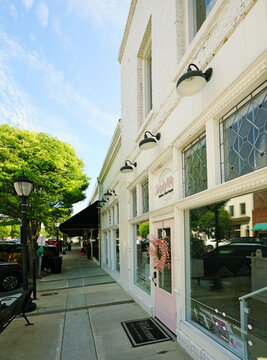 Wendell, NC - USA - 4-14-2026: Shops and restaurants in downtown Wendell, North Carolina, near Raleigh in Wake County