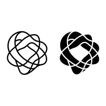 2 Abstract knot icons featuring tangled wire and organic shapes, outline solid styles, UI and web interface design