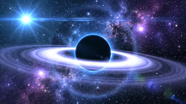 Stunning Black Hole Accretion Disk in Deep Space Nebula.