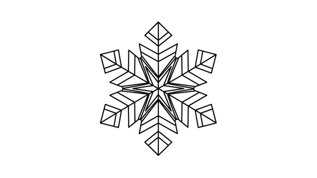 Geometric snowflake design with sharp angles and symmetrical branches