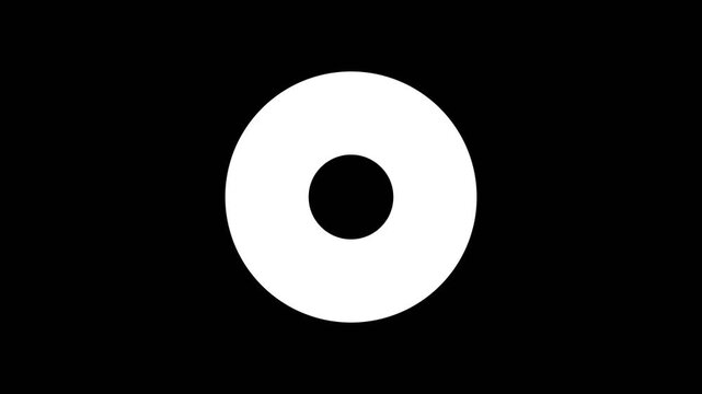 Looping circle burst animation, single and triple ring motion, shiny line blast effect, transparent background with alpha channel, black background video, 4k circle accent element.