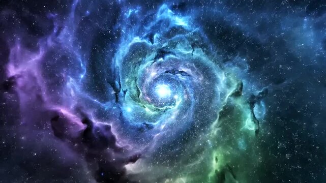 Vibrant Cosmic Nebula Swirls with Distant Stars and Galaxies.