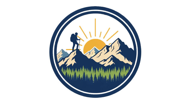 Mountain hiking adventure silhouette logo design