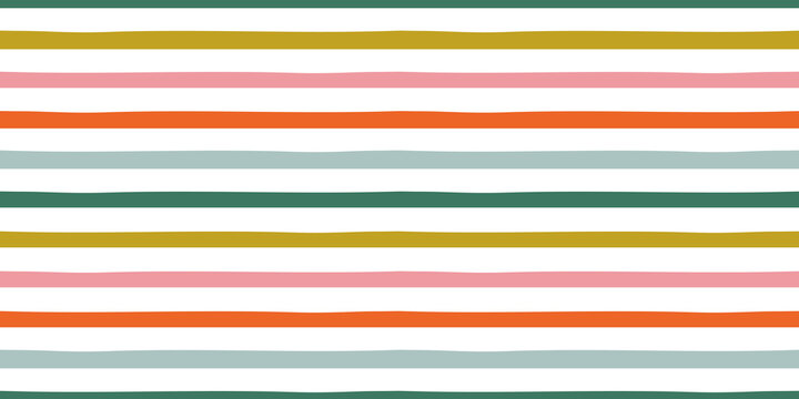 Colorful pastel color stripe seamless pattern illustration. Hand drawn geometric striped line background in vintage style.