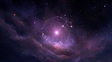 Fototapeta premium Cancer's star sign shines bright in the dark, starry sky.