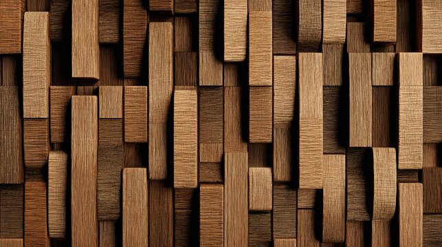 Wooden strips form a repeating design on a textured surface.