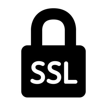 Black single SSL lock icon, simple digital secured cyber security flat design pictogram vector for app ads web banner button ui ux interface elements isolated on white background