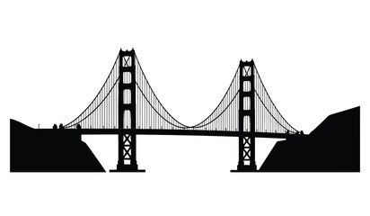 Fototapeta premium Golden gate bridge silhouette against a white background a black and white vector illustration silhouette high quality professional detailed modern elegant stylish clean crisp