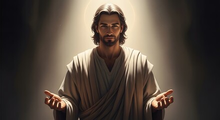Divine illustration of Jesus Christ ascending into heaven, surrounded by bright celestial clouds and holy light, symbolizing the Ascension Day and His glorious return to the Father.