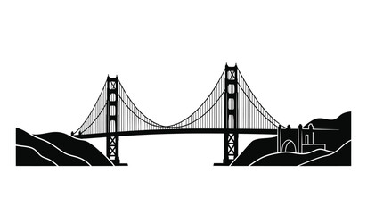 Obraz premium golden gate bridge silhouette against a white background a detailed black and white vector illustration silhouette high quality professional modern elegant stylish clean crisp