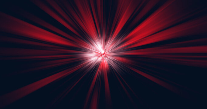 Intense red light starburst with powerful radiating rays for action, energetic, and explosive visual designs